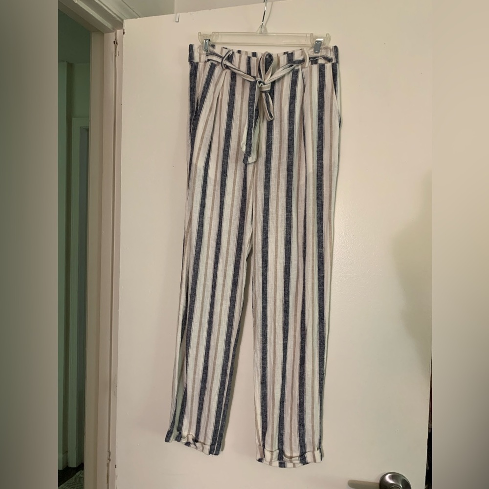 Love Tree Stripped Linen Pants, Size M